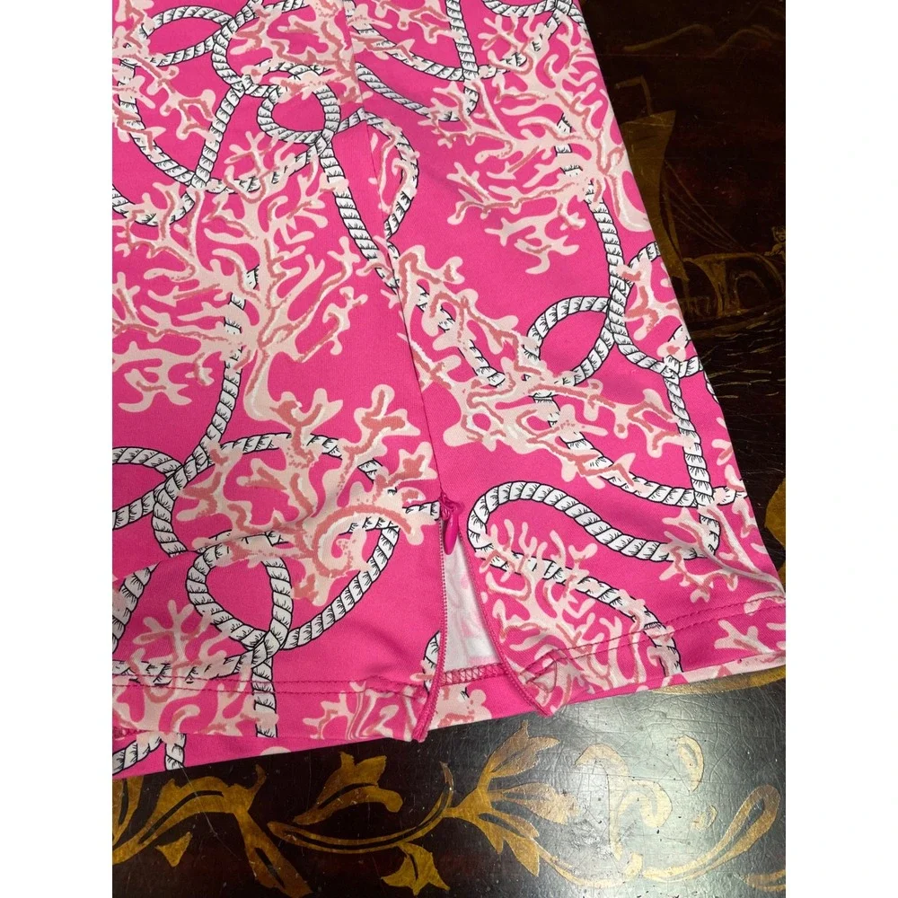 Lulu B Pink Coral Rope Nautical Skort Pickleball Golf Chic Resort Wear UPF 50 M - Picture 8 of 12